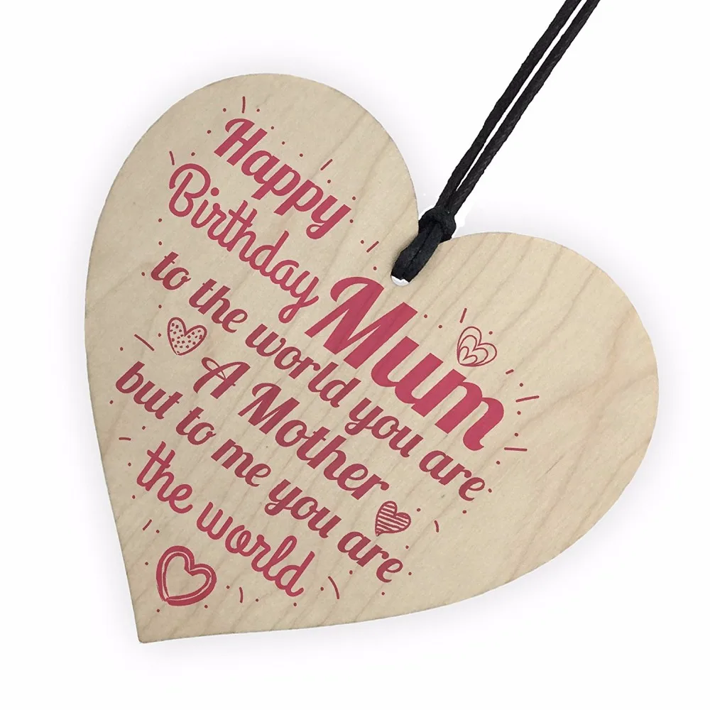 

Happy Birthday Mum Wooden Heart Mummy Funny Special Card Baby Son Daughter Love Gift Christmas Home DIY Decorations