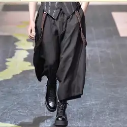 Японские ретро дикие мужские свободные хлопковые брюки коллапс наплыв мужские льняные широкие брюки Висячие файл наплыв мужские колготки