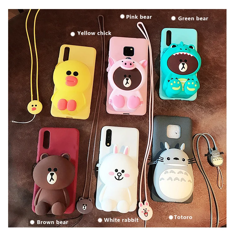 

Cute Cartoon 3D Bear Wallet Phone Case For Samsung Galaxy S10 S10 Plus Soft Silicone Cover For Samsung S10 Lite Back Capa