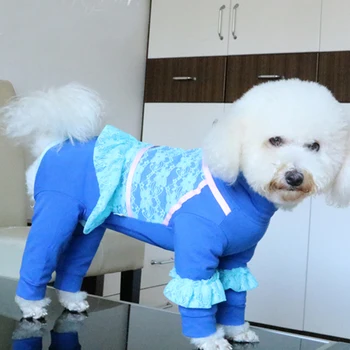 

Pet Dog Jumpsuit Long Sleeve Thin Puppy Lace Clothes Casual Wrap Belly Pajamas For Small Dogs Bouncy Sweatshirt Outfit Chihuahua