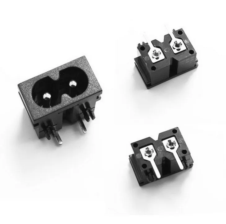 

100Pcs Black Male Plug IEC320 C8 Power Socket Connector AC 250V 2.5A Right Angle