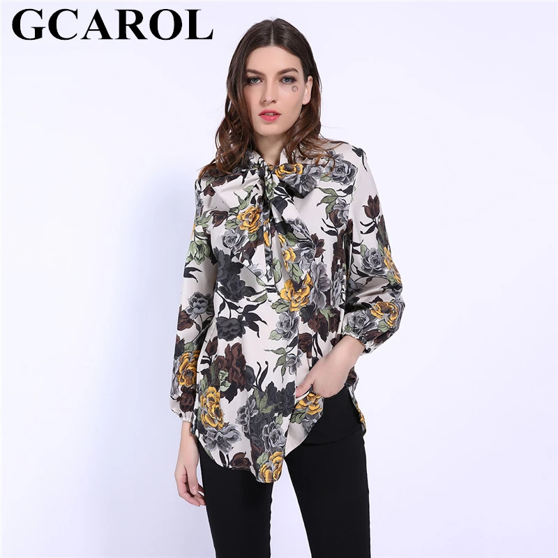 Brazalete Blusa 2019 Primavera Camisa Floral Multiple Mujeres Ol De Gcarol Asimétrica Moda Bowknot Larga Elástico Elegante Grande Tops zqBwWY