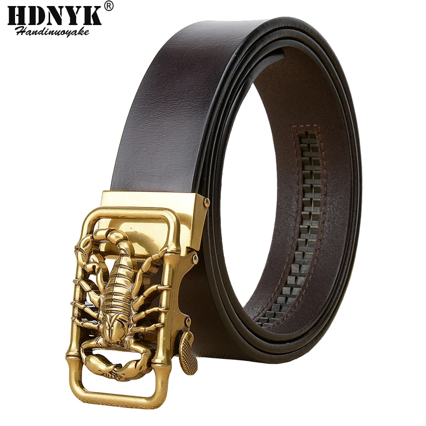 

Factory Direct Brand Designer Belt Men High Quality Real Leather Belts Strap Male Retro Scorpion Automatic Buckle Belt for Men