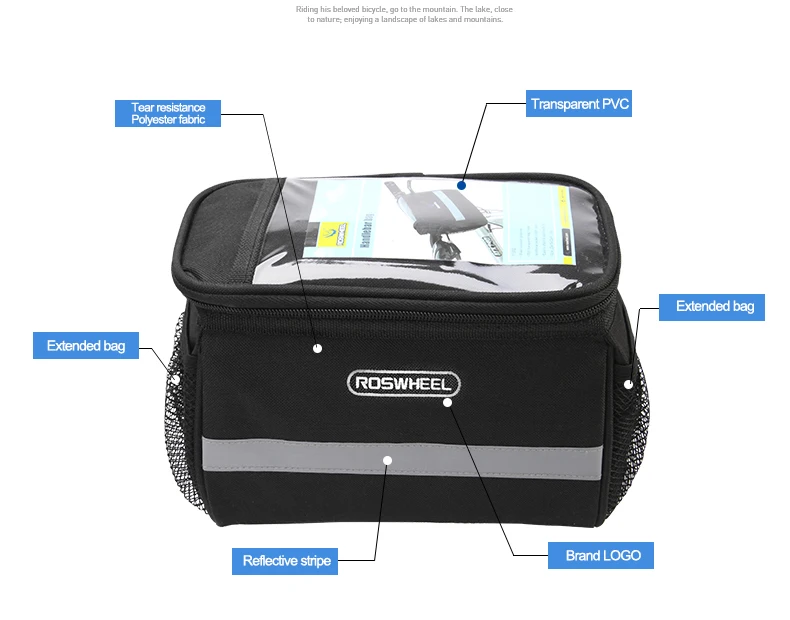 Top ROSWHEEL Mountain Bike Handlebar Bag Riding Bike Phone Case Tool Bag Front Pannier Cycling Bicycle Bag/Cover/Basket Sacoche Velo 3