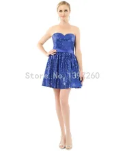 2017 Royal Blue Sweetheart A-linie Pailletten Cocktailkleid Mit Schärpen Über Knie Mini Vestidos De Fiesta Plus Größe