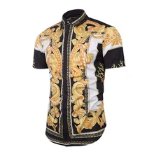 Рубашка с принтом Для мужчин новые летние короткий рукав CHEMISE Homme Повседневное Slim Fit Мужская одежда Рубашки для мальчиков Camisa masculina xxxl