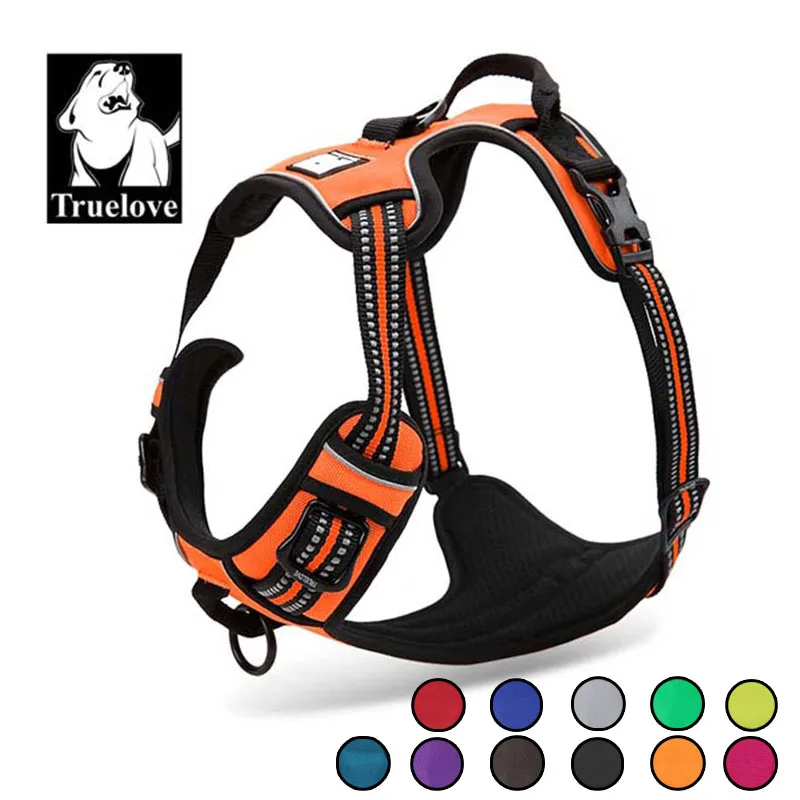 Truelove Reflective Nylon Large font b pet b font Dog Harness All Weather Service Dog Ves