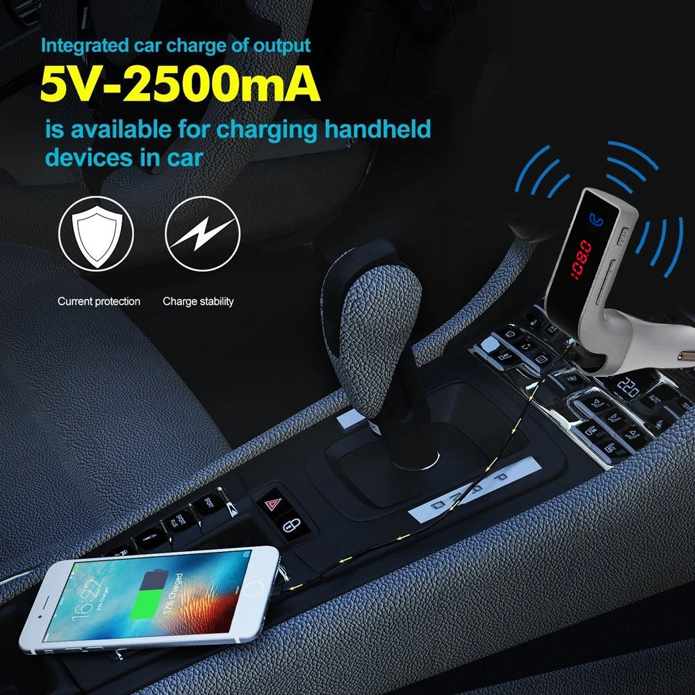 Автомобильный адаптер Proster с Bluetooth FM радио зарядное устройство беспроводная