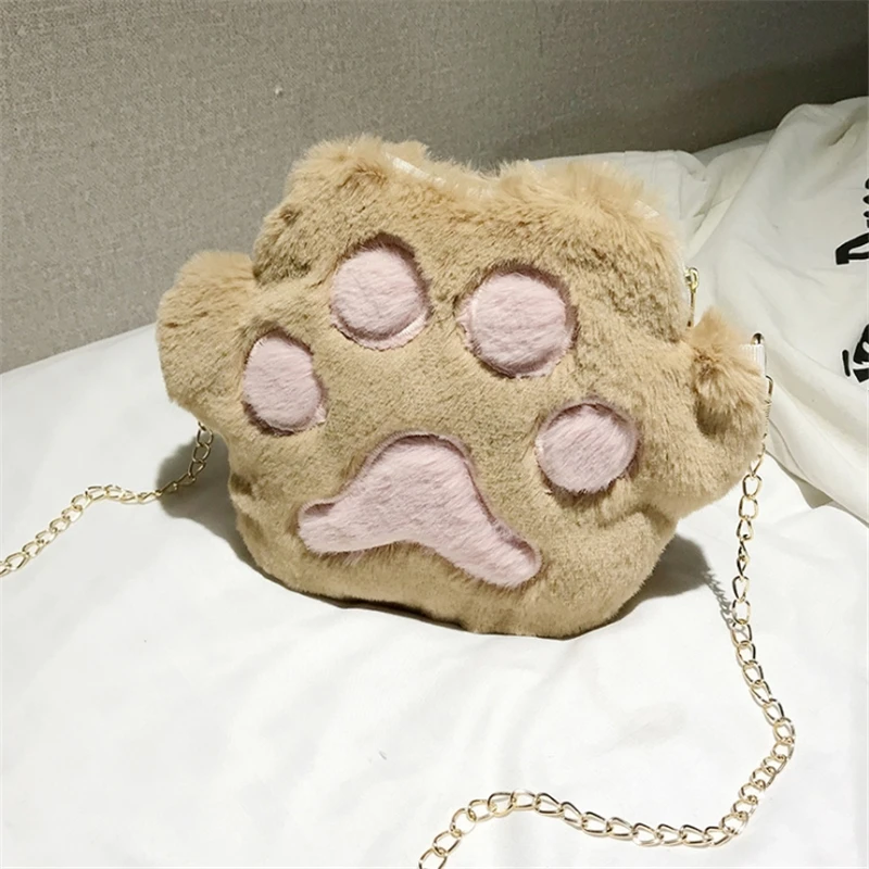 

Cartoon Shoulder Bags For Women Plush Bear Girl's Crossbody Handbags And Purses Chain Hairy Bag Cute Fashion Student Change Bags