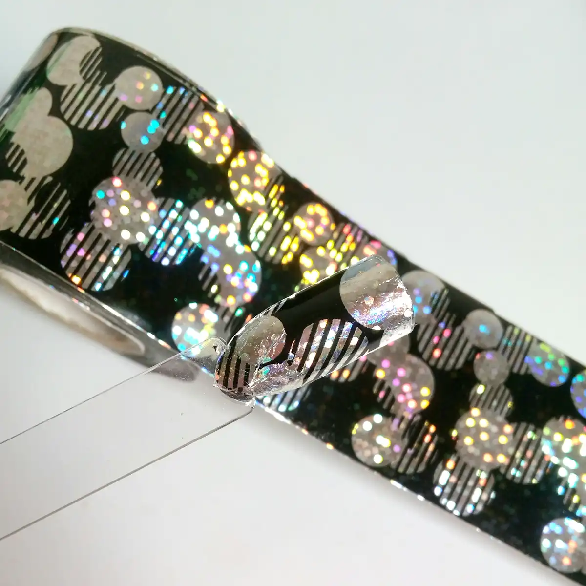 100cm holographic black silver ball transfer foil classic nail design holo sticker laser nail art tips decals foil design