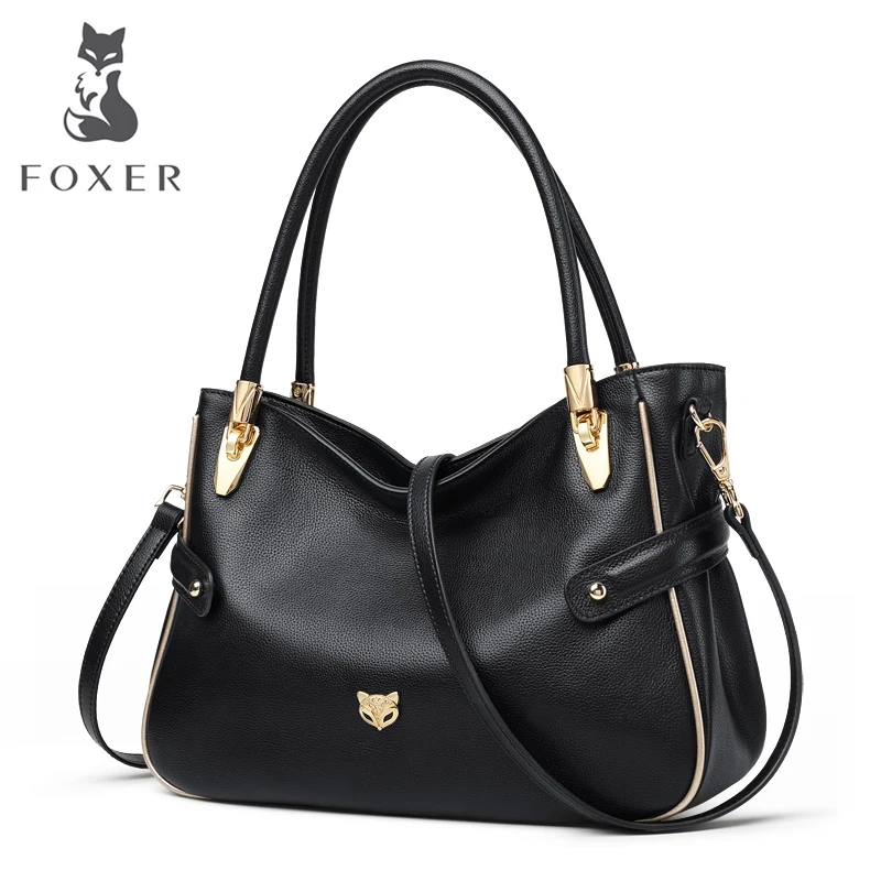 

FOXER Brand Lady Genuine Leather Handbag Satchels Fashion Shoulder Bag Female Totes High Quality Casual Handbags For Women