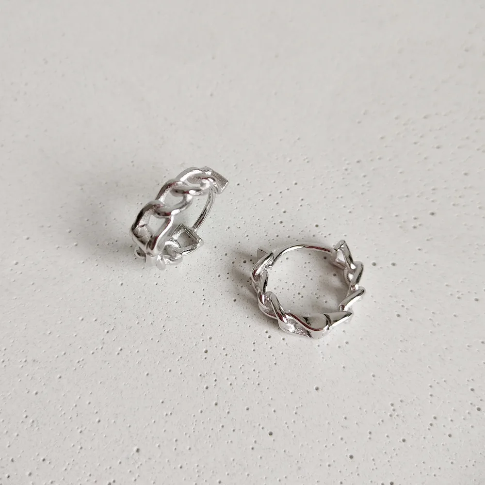Серьги из стерлингового серебра S925 пробы простая цепь N chain плетеные серьги с