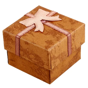 

24 Pcs Ring Earring Jewelry Display Gift Box Bowknot Square Case brown