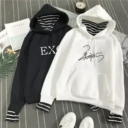 Kpop Lu Han Wu Shixun Huang k-pop с абзацем EXO одежда должна помочь женской корейской прилив студентов bf Свободные толстовки пальто