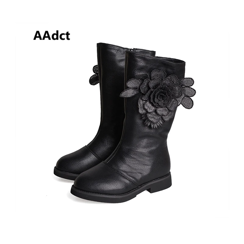 

AAdct 2018 autumn and winter new girls boots children's fashion high boots for girls Flower non-slip princess Knight kids boots