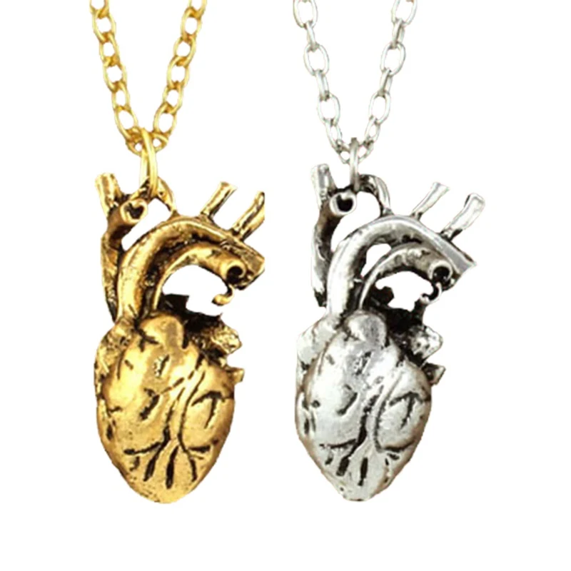 

1Pcs New Fashion Women/Men Vintage Punk Anatomical Heart Pendant Necklace Antique Beating Charm