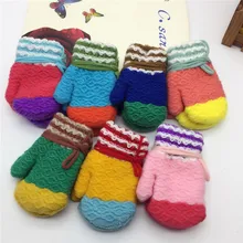 Новое поступление перчатки Детские зимние штаны варежки хлопок одежда для малышей милые Сгущает полосатый Горячие Девочки Мальчики зима теплая перчатки