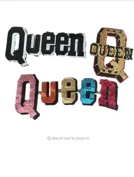 

DD3pcs/lot Colorful Sew Iron on Queen Sequins Patch Stickers for Clothing Q QUEEN Sequined Embroidery Applique Patches for Cloth