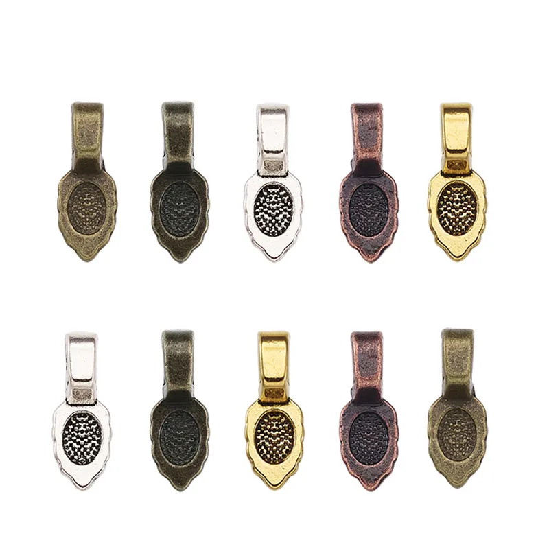 about 300pcs/200g Mixed Color Tibetan Style Glue on Flat Pad Bails for Jewelry Making DIY