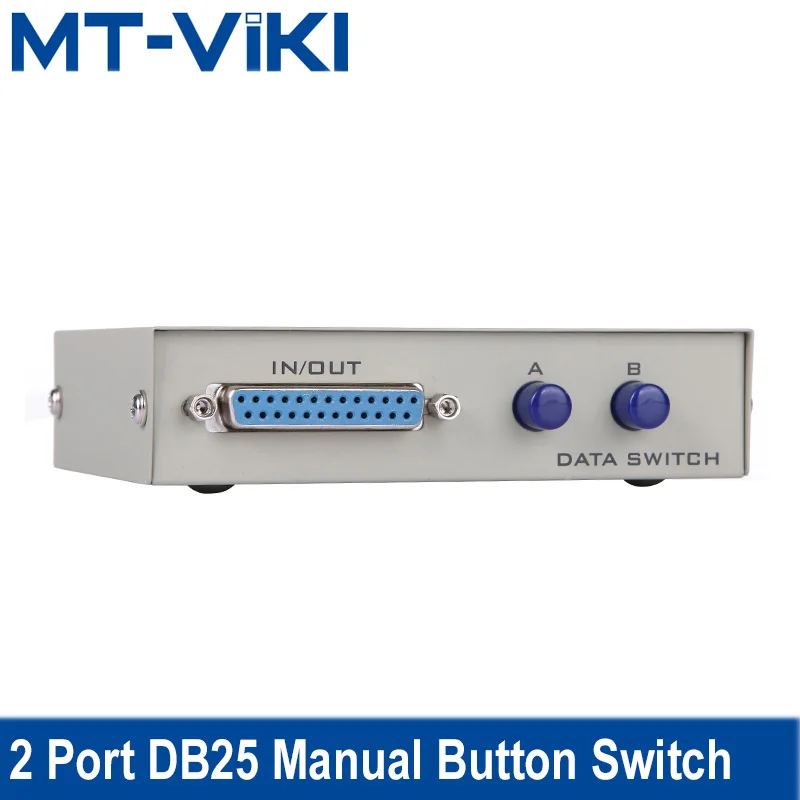 MT-VIKI 2 Port DB25 Pararell LPT Printer Sharing Data Switch Selector Manual Button Press Two computers share a printer MT-25-2
