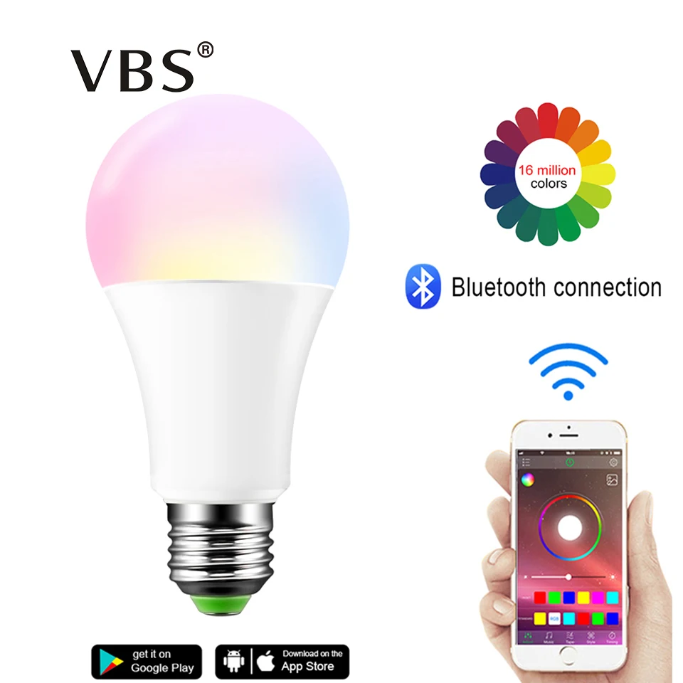 

Dimmable E27 B22 RGB Bulb LED Bluetooth Smart Bulb Lamp RGBW RGBWW 15W AC85-265V APP control Music Color Timing Home Lighting