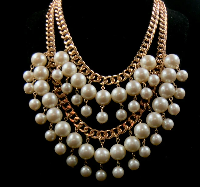 

Min Order 5USD (Mix Item)SBY0032 New Style Fashion Pearl Choker Statement Necklaces Pendents