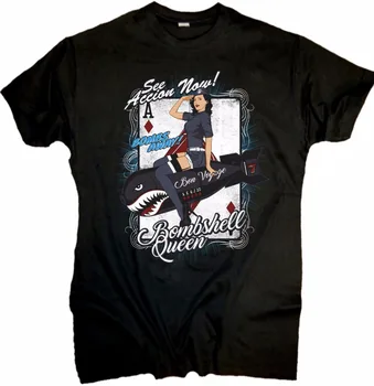 

2019 T-shirt fashion Cool male Tee shirts pin Up Bombshell Queen Girl Rockabilly Hot Rod Oldtimer Old School V8 T shirt