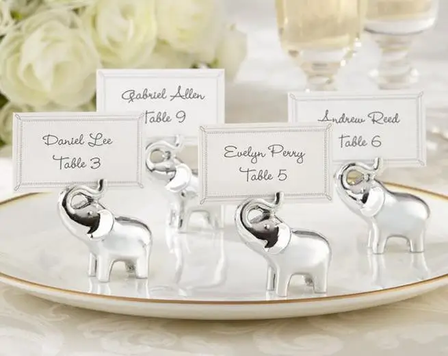 

12PC Silver Baby Elephant Place card Holders table number stander DIY baby shower souvenirs rustic weding Gift Party Favor