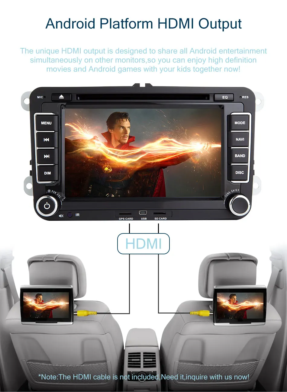 Perfect 7" Android 8.1 Car Radio DVD Player For VW/Volkswagen/POLO/Golf/Skoda/Octavia/Seat/Leon Multimedia Stereo GPS Navi Wifi TPMS FM 10