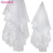 1,2 метровой сеткой, кружевная Edage короткие свадебная фата Тюль белая, цвета слоновой кости, для свадьбы свадебная фата Свадебные аксессуары въелось de Novia