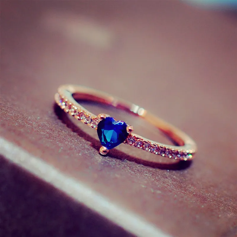 

High Quality Blue Heart Cubic Zircon Rings Delicate Bijoux Femme Jewelry Rings for Women Anillos Mujer Gift To Girlfriend 2018