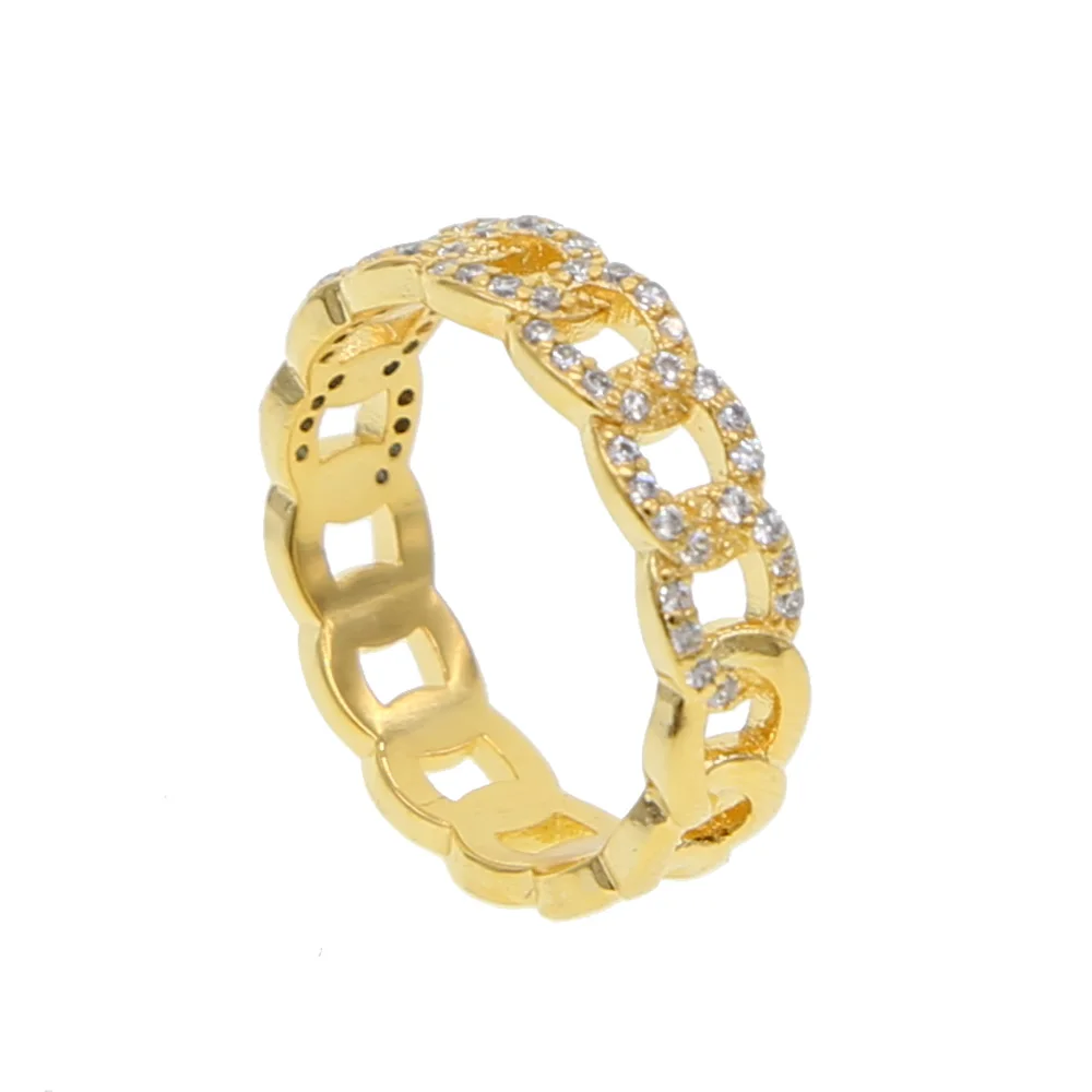 

summer new design women girl jewelry circle cz link chain design delicate minimal new fashion top quality finger ring for girl