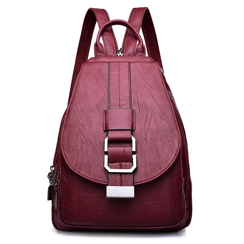 

2018 Women Leather Backpacks Vintage Female Shoulder Bag Sac a Dos Travel Ladies Bagpack Mochilas School Bags For Girls Preppy