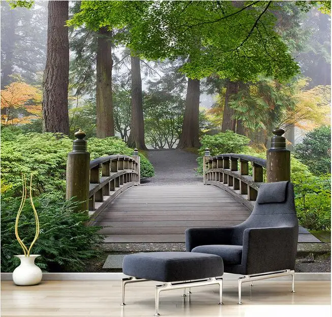 

3d wallpaper custom mural Bridge forest 3 d landscape paintings background wall living room decor photo wallpaper for walls 3 d