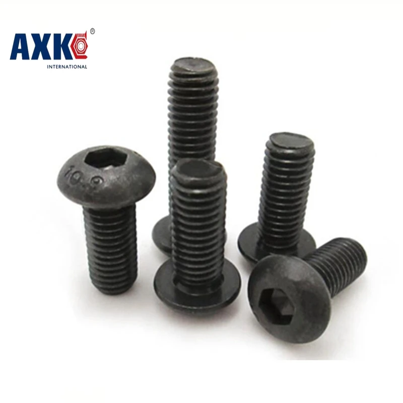 

2018 Parafusos Axk 100pcs Grade10.9 Iso7380 M3*3/4/5/6/8/10/12/14/16/18/20 3mm Hex Socket Button Head Screws Steel With Black