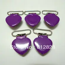 25 шт. 1 ''с фокусным расстоянием 25 мм# MD24 фиолетовый Цветной эмаль в форме сердца подвесные прищепки