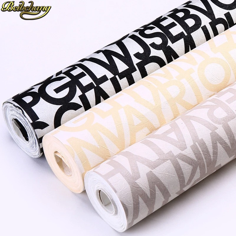 beibehang Silk English alphabet Embossed 3D Wall Paper roll Vintage flooring Wallpaper Roll KTV Bar Cafe wall papers home decor