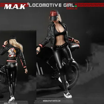 

FG051B DIY 1:6 Female Rider Clothes Black Locomotive Girl Clothing fit 12 inches Woman Action Figure Body Accessories