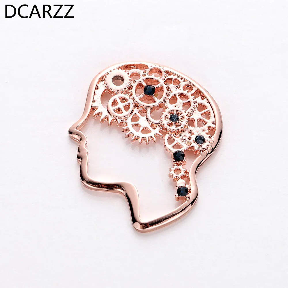 

Mechanical Gear Brain Pin Crystals Brooch Psychiatrist/Doctor Gift Artifical Intelligence Science Medical Jewelry Wholesale