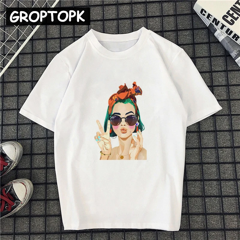 

Cool Girl Female T-shirt Summer Casual T-shirts for Women Tumblr Vintage Boho Harajuku Streetwear Tee Shirt Femme Vogue T Shirt