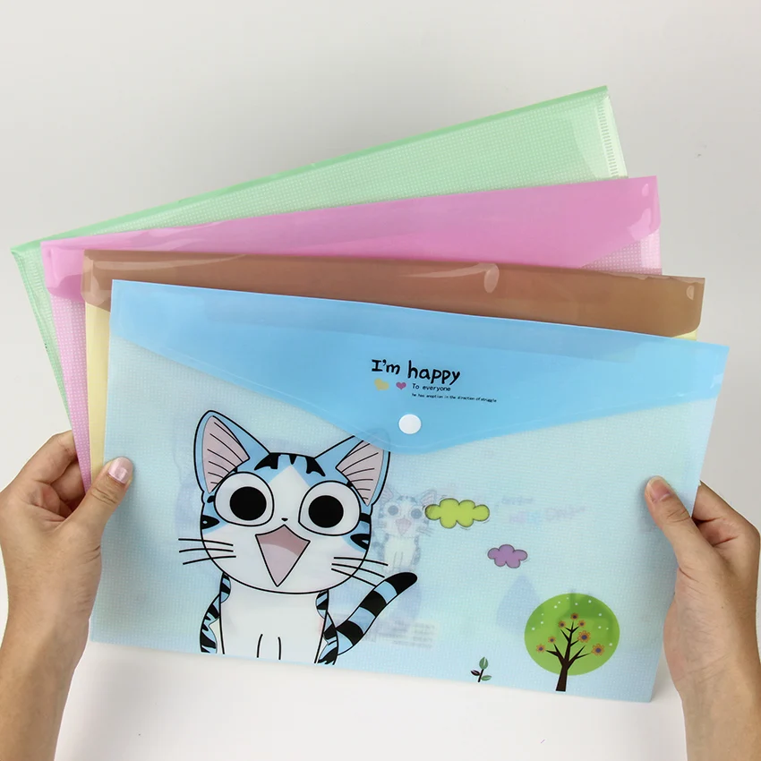 

1 PC Cute Cheese Cat PVC A4 File Folder Document Filing Bag Stationery Bag School Office Supplies