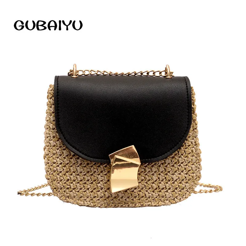 

2019 New Girl Korean Straw Plaited Article Shoulder Messenger Chain handbag crossbody ladies hand bags for women o bag handbags