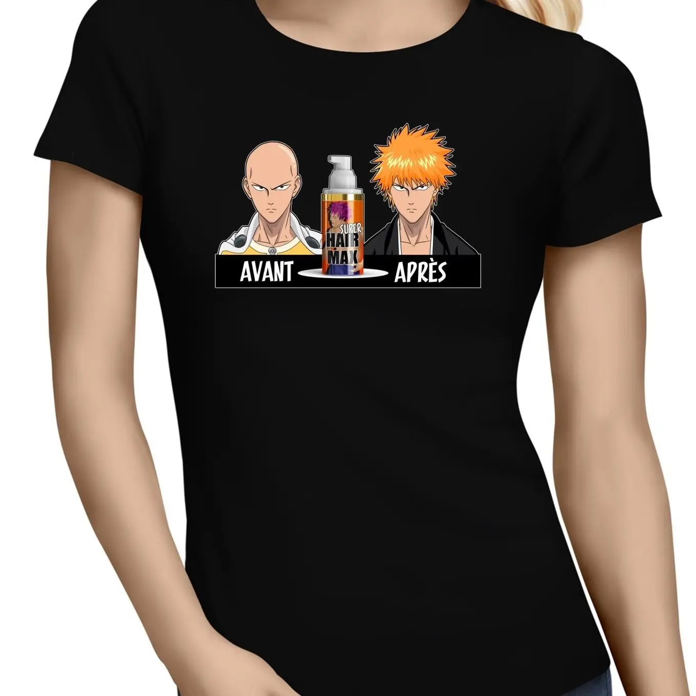 

T-Shirt Manga - Parodie Saitama de One-Punch Man X Ichigo de Bleach - La solutio Free shipping Harajuku Tops t shirt Fashion