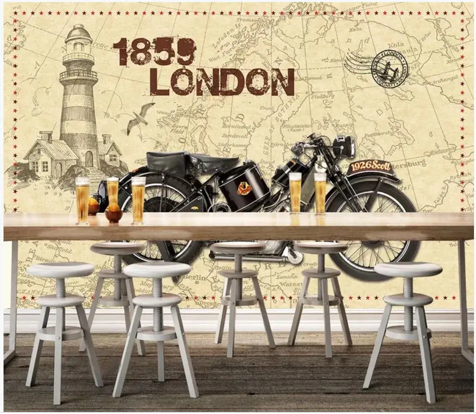 3d фото обои на заказ росписи старый мотоцикл Винтаж Лондон задний план стены домашний Декор Гостиная для стен 3 d