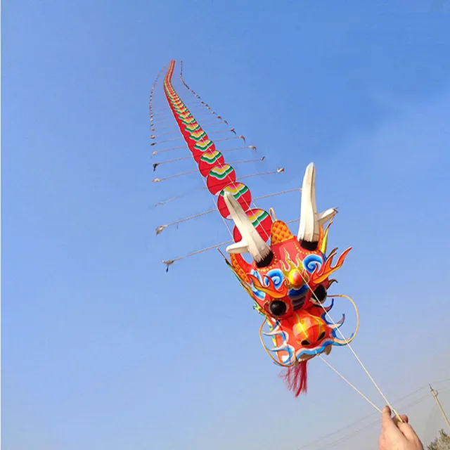 free shipping large chinese dragon kite can fly with handle line