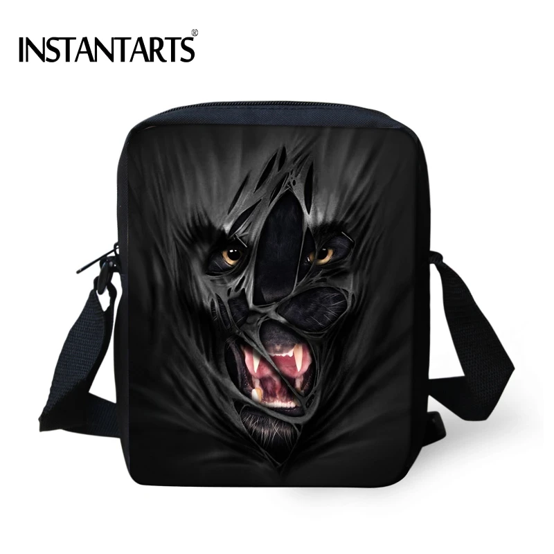 Миниатюрные сумки через плечо INSTANTARTS крутые мессенджеры с 3D рисунком Черного