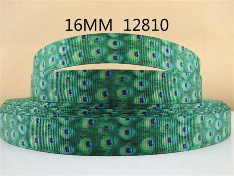 Дэвид Энджи 7/" 3/8'' 5/8 ''1'' 1,5 3 ''Павлин печатным рисунком Grosgrain ленты 5Y, сделай Сам праздник свадебные украшения, 5Yc2542 - Цвет: 16mm