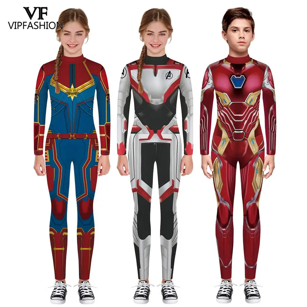 

VIP FASHION 3D Superhero Captain Marevl Costume Cosplay Iron Man The Avengers 4 Endgame Quantum Realm Kids Costumes For Unisex
