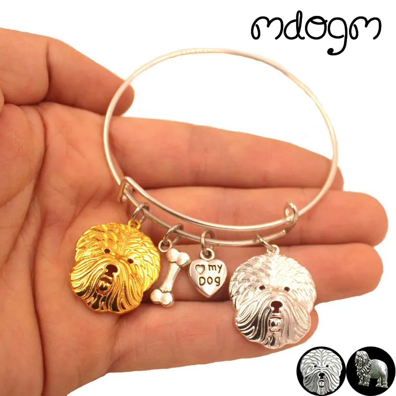 

2019 Animal Bracelet Bangles Old English Shepherd Dog Love Alloy Metal Men Women Fashion Male Female Girls Jewelry Gift S030