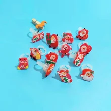 

5pcs/lot Cartoon Red Christmas Flash Ring Novelty Fun DIY LED Finger Toys For Children Kids Decor Gift For Girls Style Random